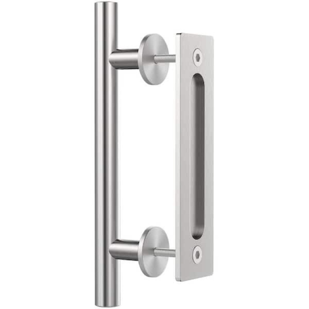 Sliding Barn Door Handle Set 12" Pull & Flush Solid Stainless Steel Winsoon NIB